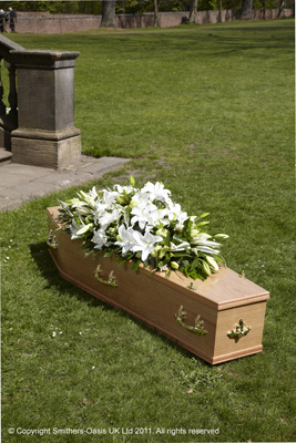 White Lily Coffin Spray